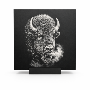 Bison – American Steel Wildlife Series (Black Aluminum Engraving)