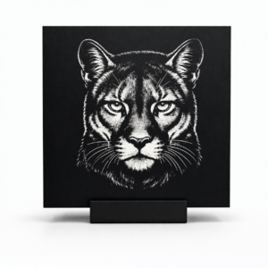 Mountain Lion – American Steel Wildlife Series (Black Aluminum Engraving)
