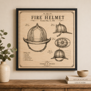 Fire Helmet Patent Wall Art