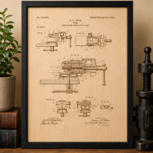 Vintage Bench Vise Patent Wall Art