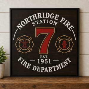 Personalized Fire Station Sign | Custom Department & Station Number Wall Art