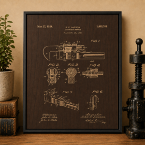 Garage & Workshop Patent Wall Art Set – Wrench, Vise & Gas Pump