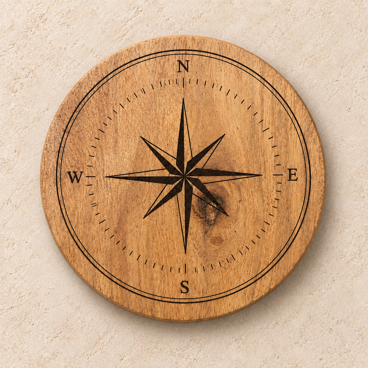 Compass engraved coaster from 55-7 Custom Works
