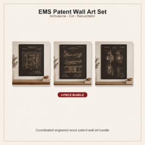 EMS Patent Wall Art Set | Ambulance, Cot & Resuscitator