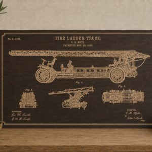Fire Ladder Truck Patent Wall Art | Firefighter Gift