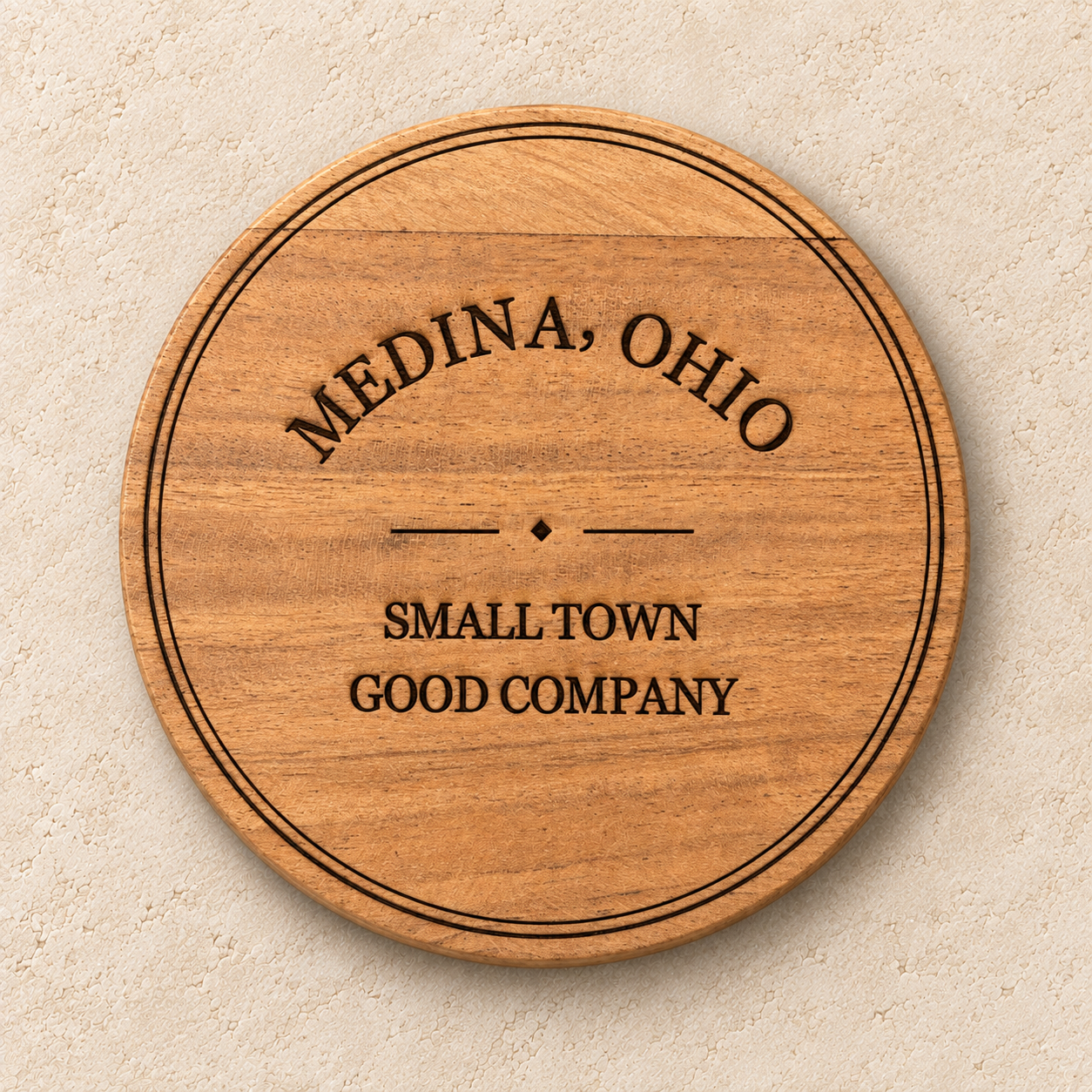 Medina Ohio engraved coaster from 55-7 Custom Works