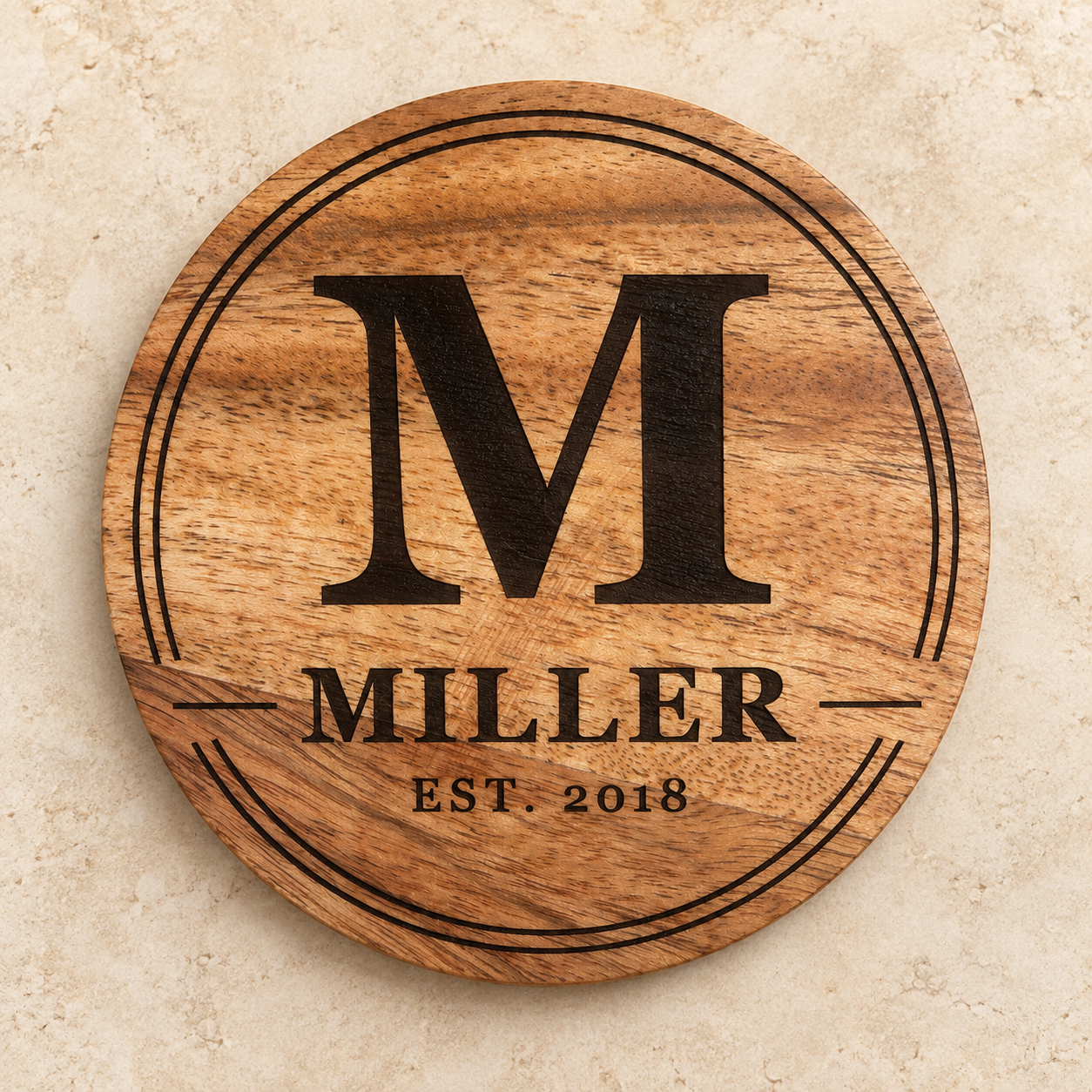 Personalized Miller family name engraved coaster from 55-7 Custom Works