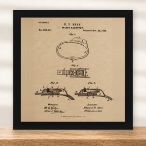 Police Handcuff Patent Wall Art | Law Enforcement Gift