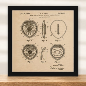 Police Badge Patent Wall Art | Law Enforcement Gift