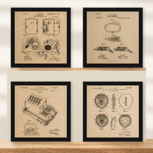 Complete Police Patent Wall Art Collection | 4-Piece Law Enforcement Gift Set