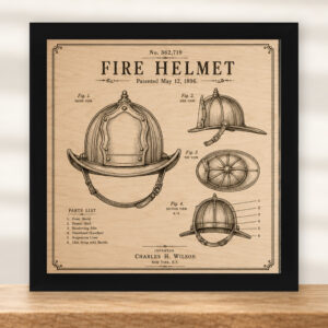 Fire Helmet Patent Wall Art