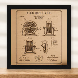 Fire Hose Reel Patent Wall Art