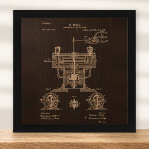 Tesla Reciprocating Engine Patent Wall Art