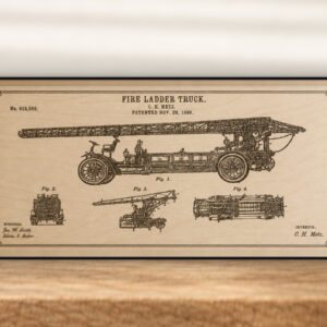 Fire Ladder Truck Patent Wall Art | Firefighter Gift
