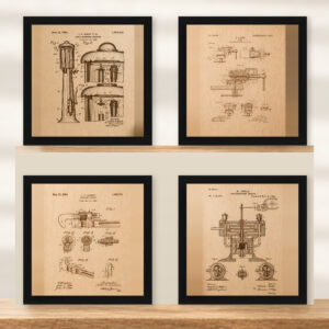Complete Industrial Patent Wall Art Collection | 4-Piece Garage & Workshop Set